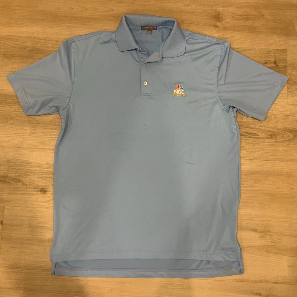 Men's Peter Millar Summer Comfort Medium Golf Shirt/Polo Baby Blue NBC Sports